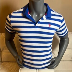 Polo by Ralph Lauren Men’s Nautical Blue and White Striped Polo Size Boy 2XL